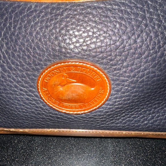 Vintage Dooney & Bourke Navy Pebbled Leather & Brown Crossbody Purse USA - Picture 9 of 10